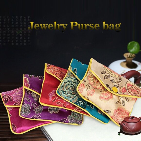 Jewellery Jewelry Silk Purse Pouch Gift Bags, Multiple Colors, Pack of 12 Small - Picture 5 of 8